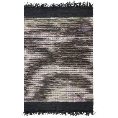Tapis noir en coton tissé à la main Exley