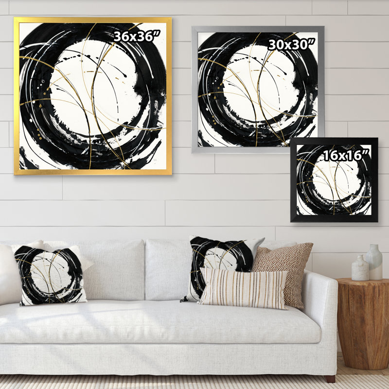 «Gold Metallic Circle», reproduction sur toile encadrée, H 30 po x l 30 po x P 1 po, Cadre doré