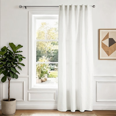 Clara 100% French Linen Semi Sheer Back Tab Curtain Panel