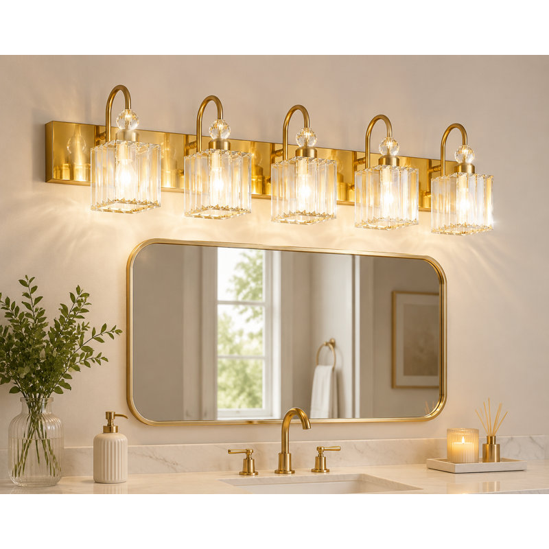 Éclairage pour salle de bain 5 lumières Gold Crystal