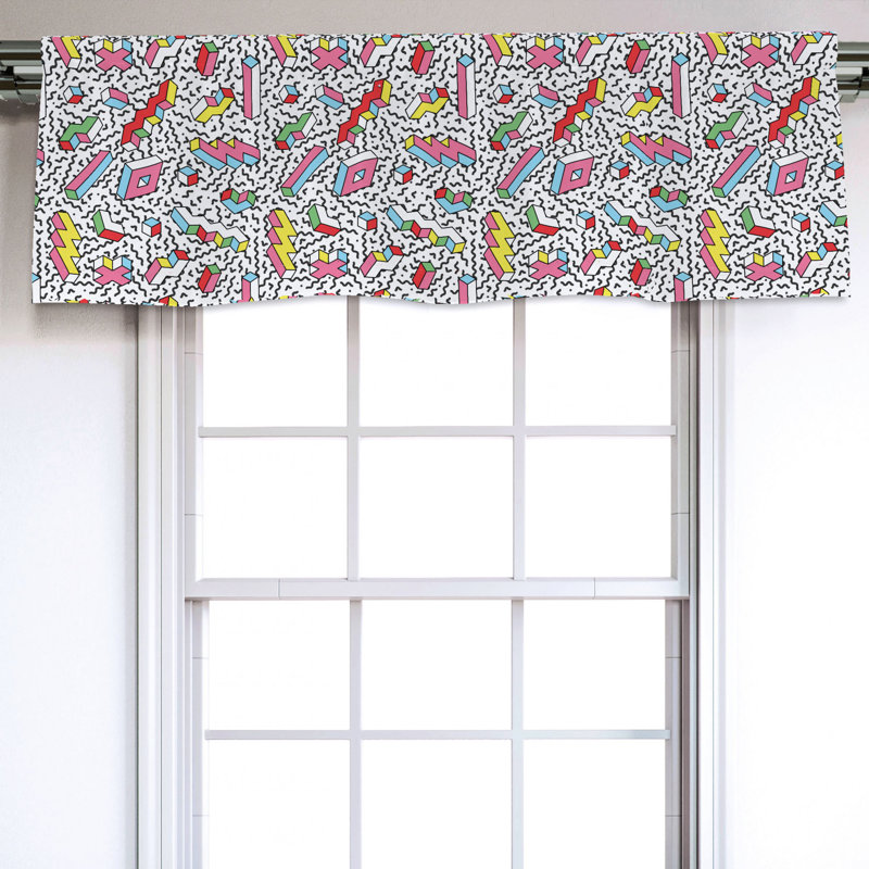 Sateen Geometric Ruffled Window Valance