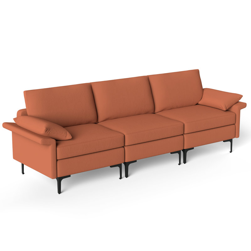 Latoyah 100.5'' Sofa, Rust Red Fabric