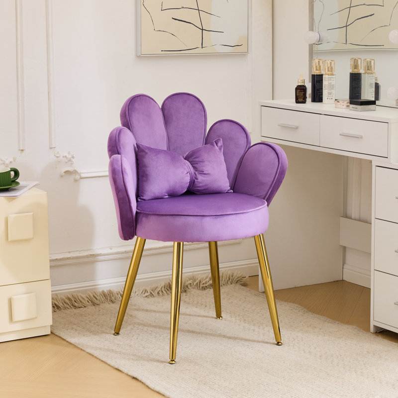 Fauteuil d'appoint en velours capitonné gris 26 po avec coussins 26 po, Velours mauve