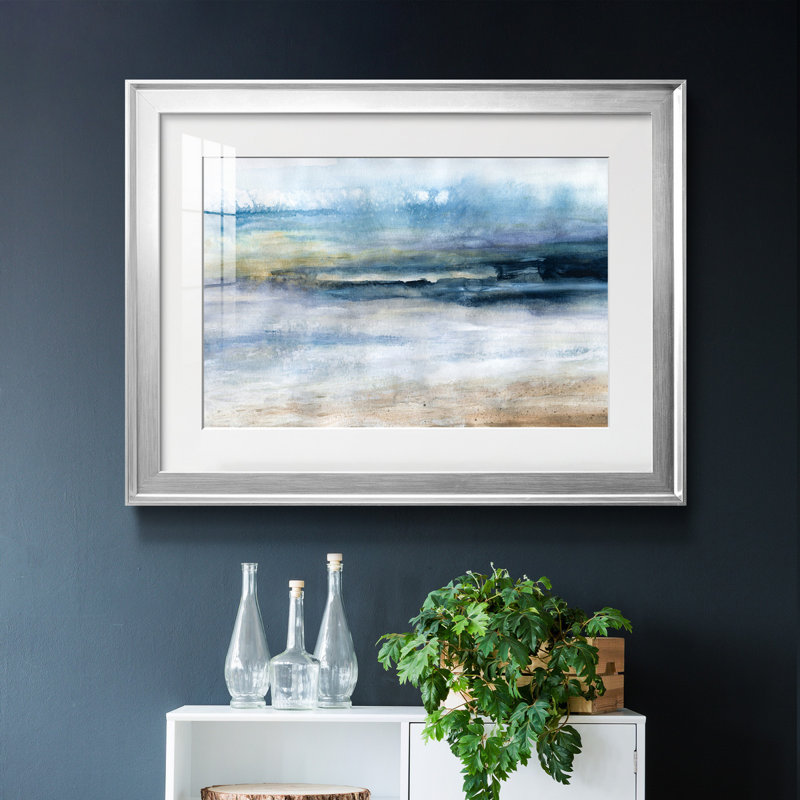 Vent et eau - Peinture encadrée, Argent, H 22,5 po x l 30,5 po x P 1,5 po