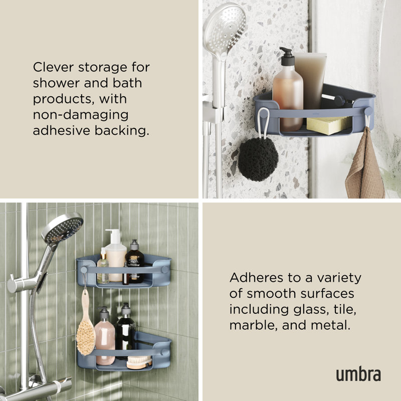 Flex Adhesive Shower Basket, Slate Blue