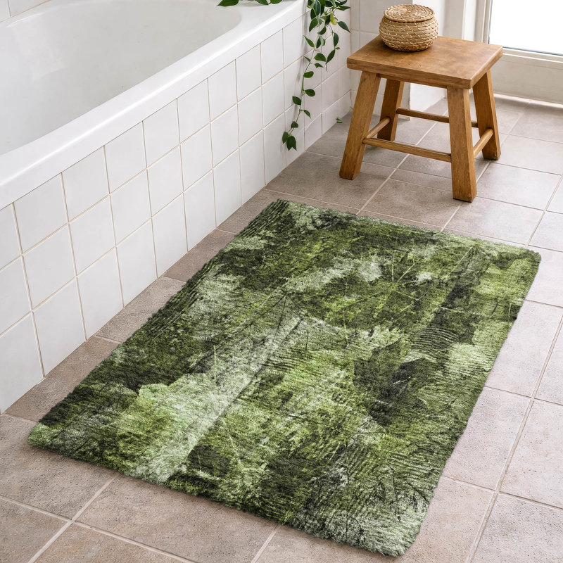 Premium Machine Washable Dream Shag ADS560 Floral Rug, 1'8" x 2'6", Green
