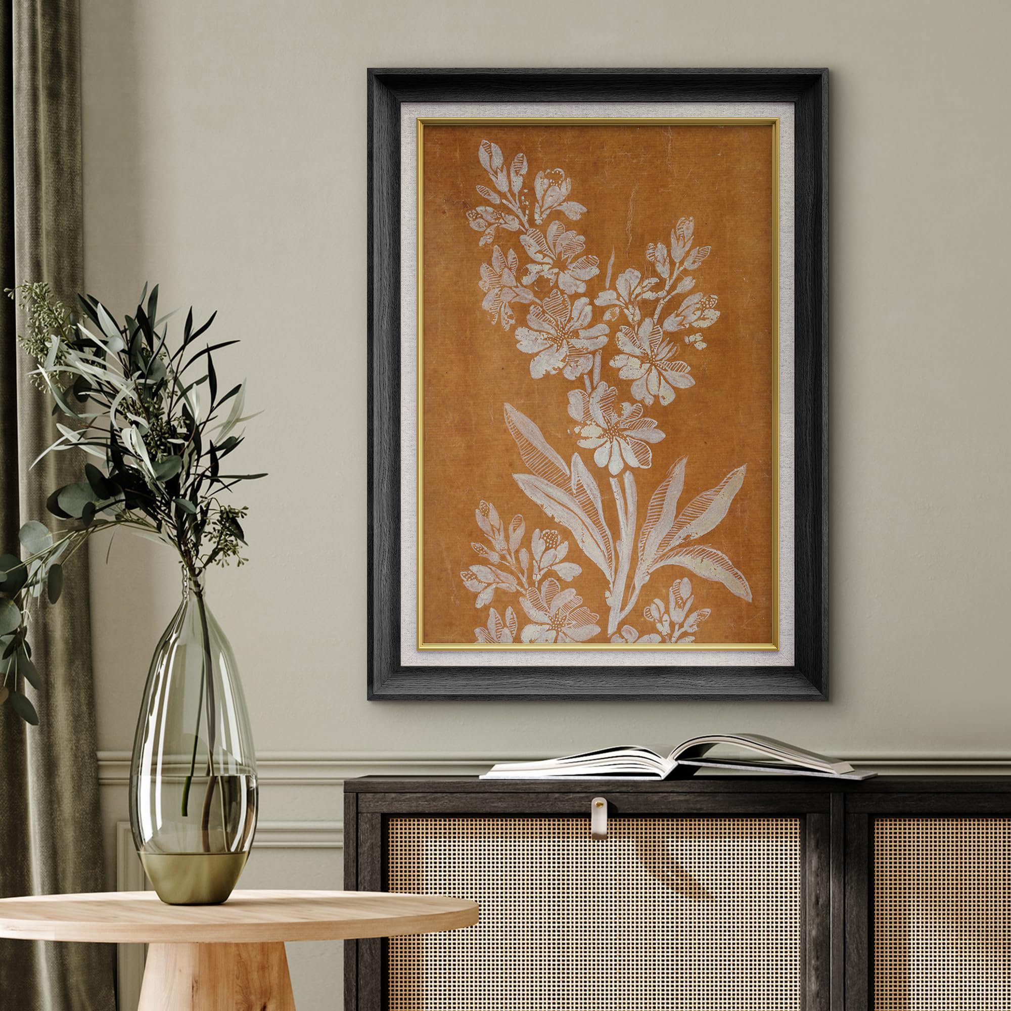 IDEA4WALL Burnt Orange Wildflower Silhouette Nature Wilderness Framed ...