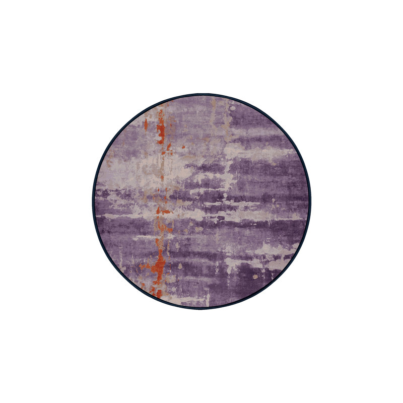 Machine Washable Purple Area Rug, Round 6'