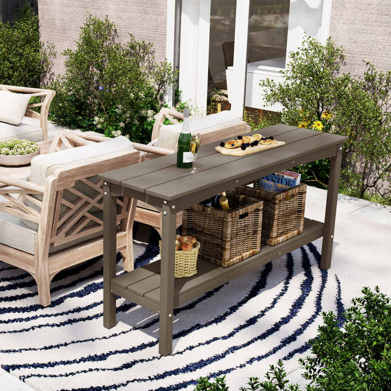 Armentha 55.5" W Outdoor Buffet Table, Brown
