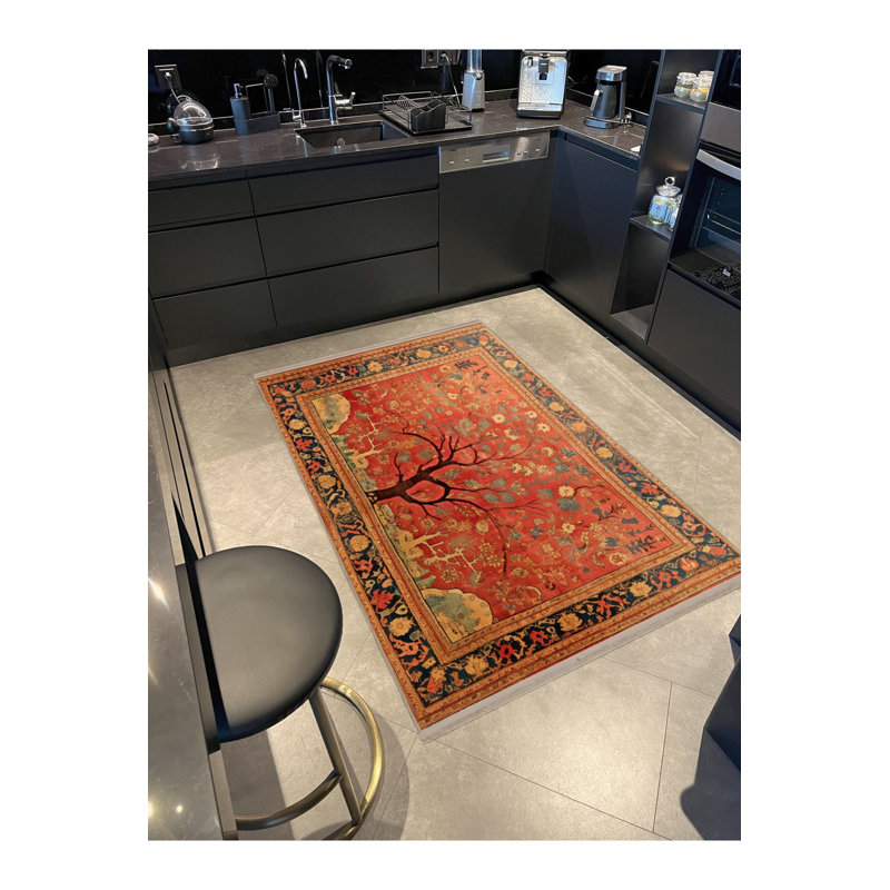 Tapis lavable à motif de feuilles d'automne à motif de feuilles d'automne Waso, Tapis de couloir 3 pi 3 po x 6 pi 7 po inclus