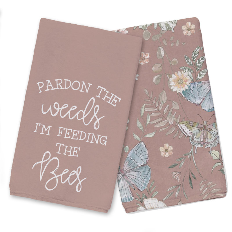 Ensemble de 2 torchons Nourrissant les abeilles, Marron