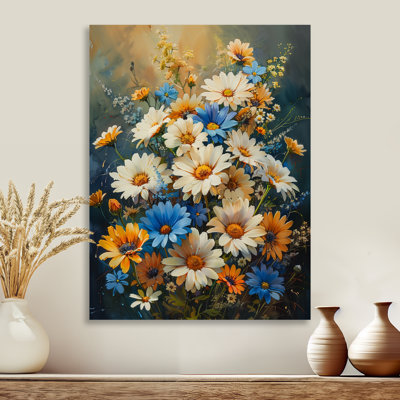 Décoration murale marguerites bleues et blanches II - marguerites