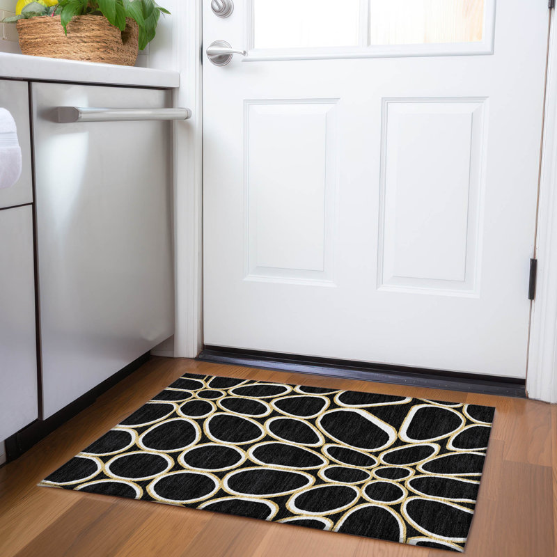 Premium Machine Washable Corry AMF1041 Circles Rug, Rectangle 1'8" x 2'6"