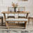 6-Piece Retro Dining Table Set For 6, 60" Wood Kitchen Table And Chairs Set Of 4 With Bench Designed Trestle Base For Kitchen & Dining Room (Natural Wood Wash)