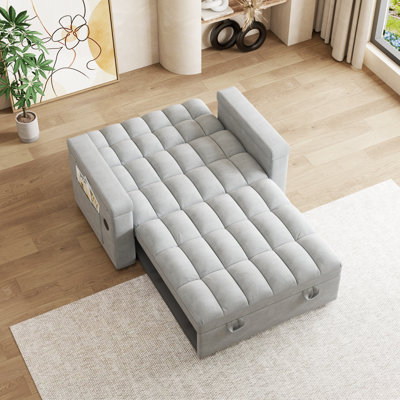 Lit double pliable avec panneau de bureau d'ordinateur ajustable et coussin moelleux de 65 pouces pour le cinéma maison, port convertible 3 en 1, boîte de rangement, remplisseur haute densité, facile à entretenir