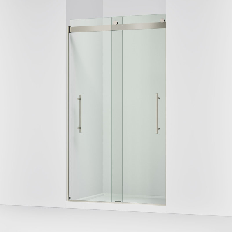 Levity Plus Less Sliding Shower Door, 81-5/8 In. H X 44-5/8 - 47-5/8 In. W, With 3/8 In.-Thick Crystal Clear Glass, Nickel