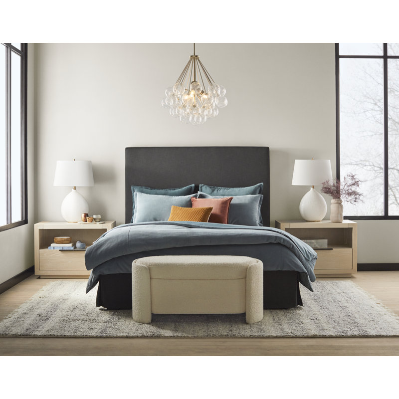 Neil Cotton Sateen Duvet Cover, King Duvet Cover + 2 King Pillowcases, Stormy Sea