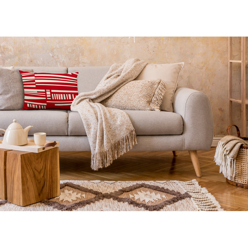 Housse et insert de coussin rectangulaire en polyester pour l'intérieur et l'extérieur, Rouge