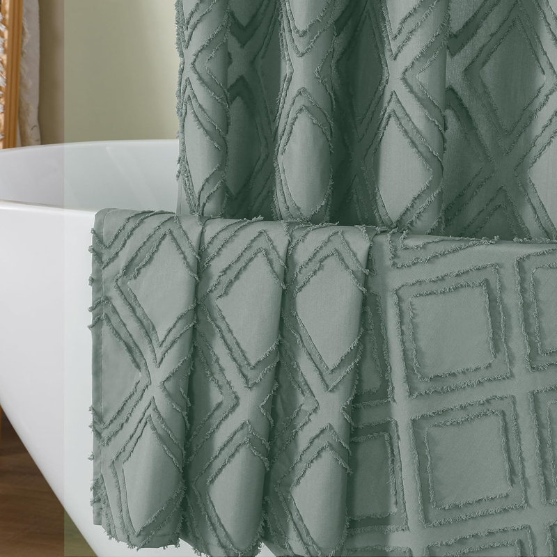 Ensemble de rideau de douche Jacquard, Vert