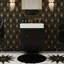 Meuble-lavabo mural 20 po avec lavabo en céramique, porte à motif de losanges, poignée dorée et tablettes latérales-783055272