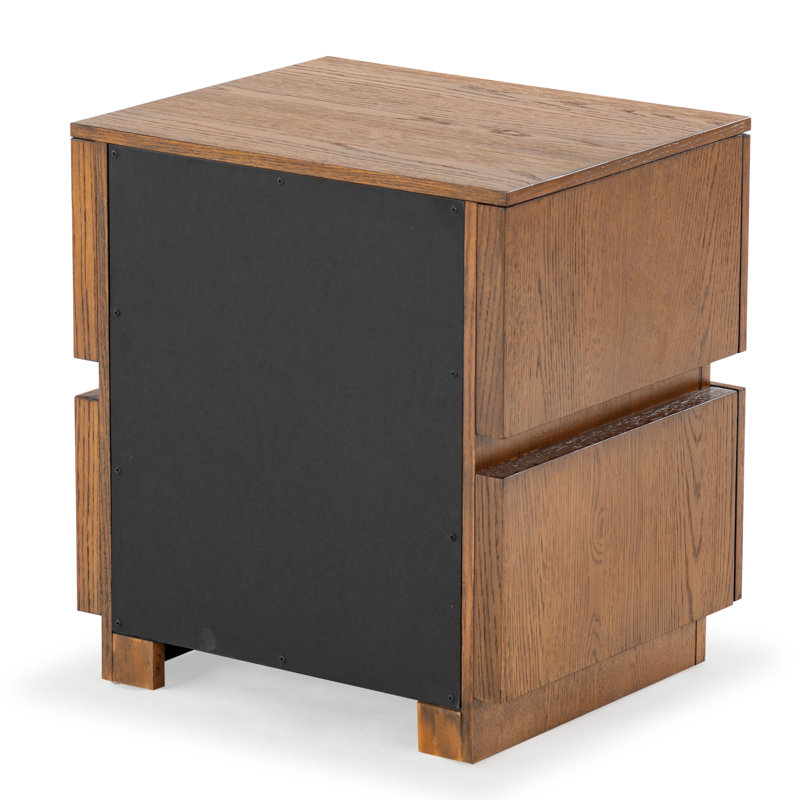 Titus 2 Drawer Nightstand, Medium Oak