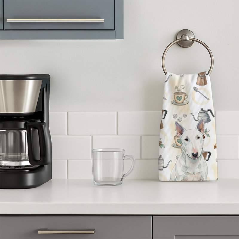 Serviette de cuisine Coffee Bar, Bull terrier blanc miniature