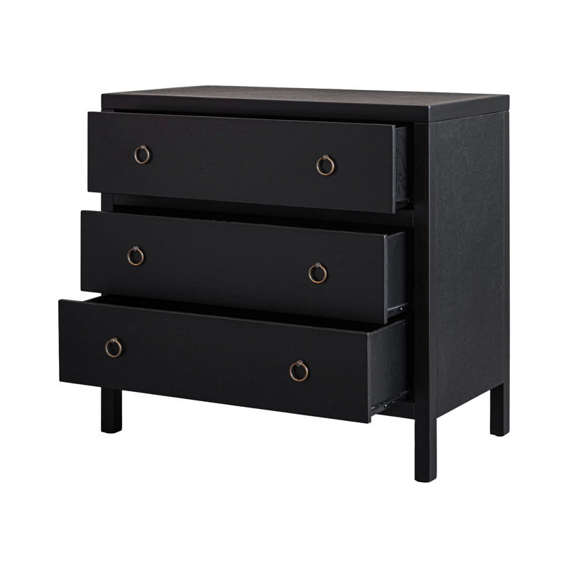 Commode 3 tiroirs Linea, Noir
