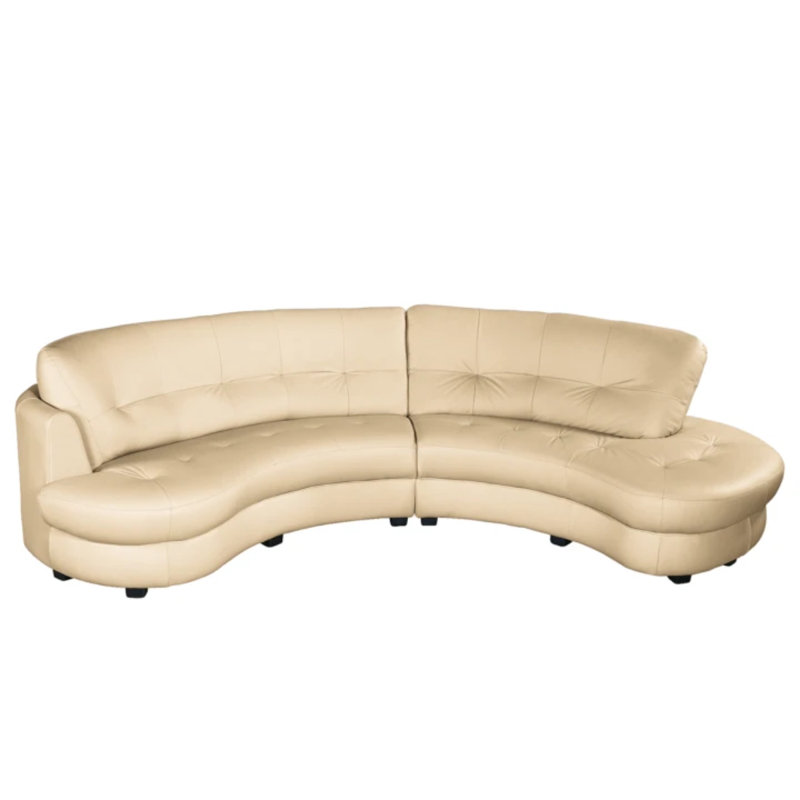 Maura Genuine Leather Curved Corner Sofa , Right Hand Facing, Beige