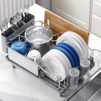 Stainless Steel Dish Drying Rack - Large Capcity 304 Grade Dish Drainer For Kitchen Counter