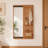 Wall Mounted Full Length Mirror with Sliding Storage and Hooks Solid Wood Frame