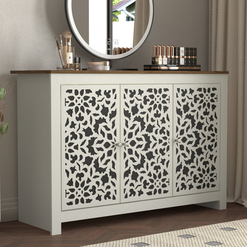 Buffet de 44,3 po de largeur Arrastia, Barli, Ivoire / crème / brun