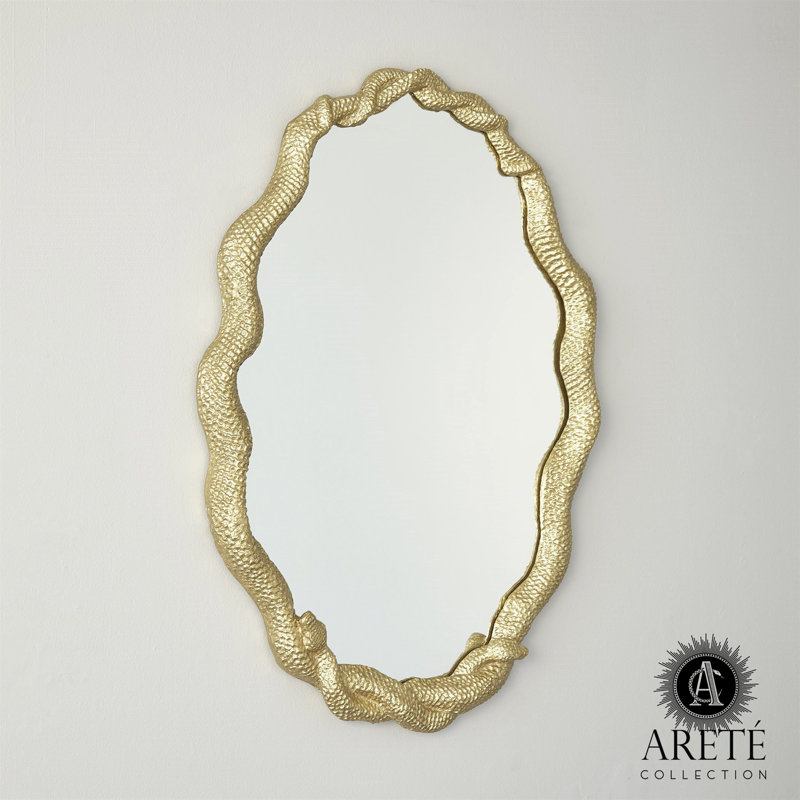 Arete Oval Aluminum Wall Mirror, Gold
