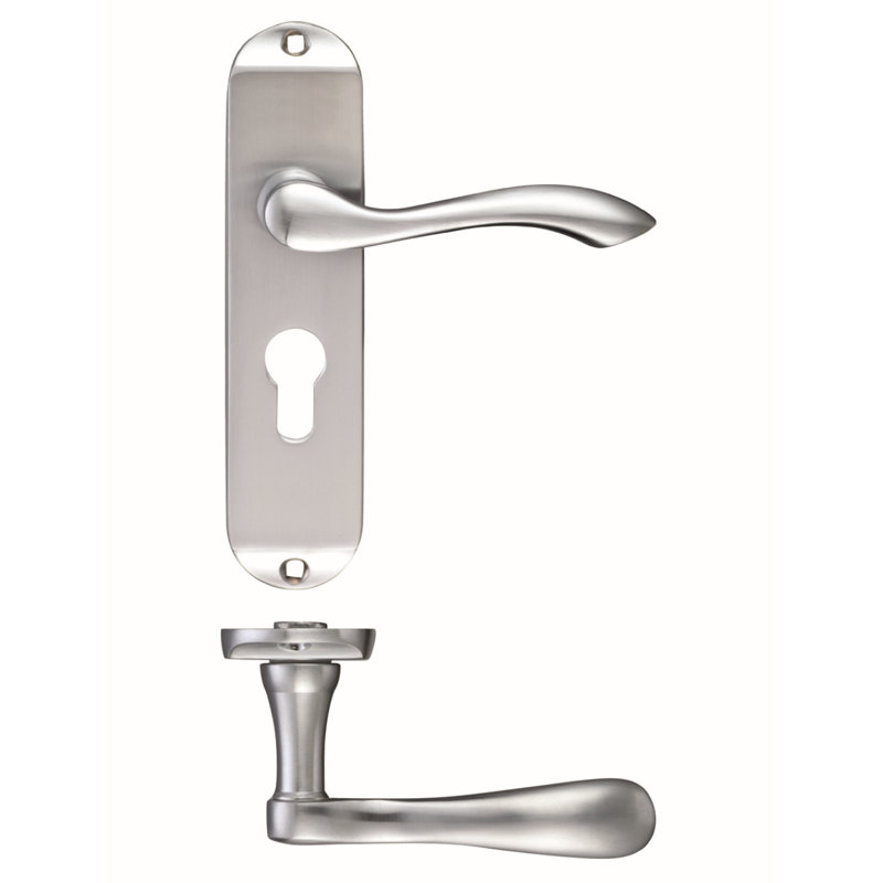 Zubac Lock Door Handle, Satin Chrome