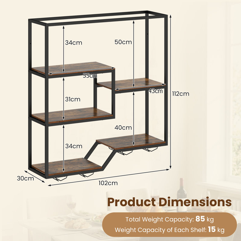 Wall Mounted Wine Bottle & Glass Rack