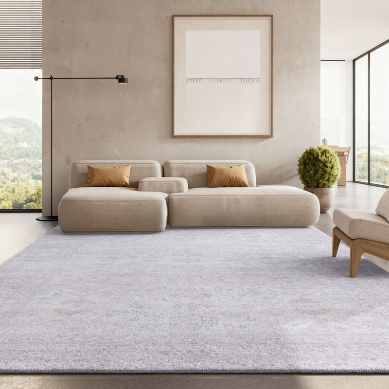 Ally Oriental Purple/Beige Area Rug, Rectangle 8' x 10'