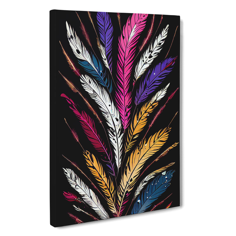 Paint Drip Feathers No.1 - Wrapped Canvas Print, 60cm H x 40cm W x 3cm D