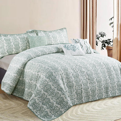 6 Piece Mayfair Printed Microfiber Quilt Set