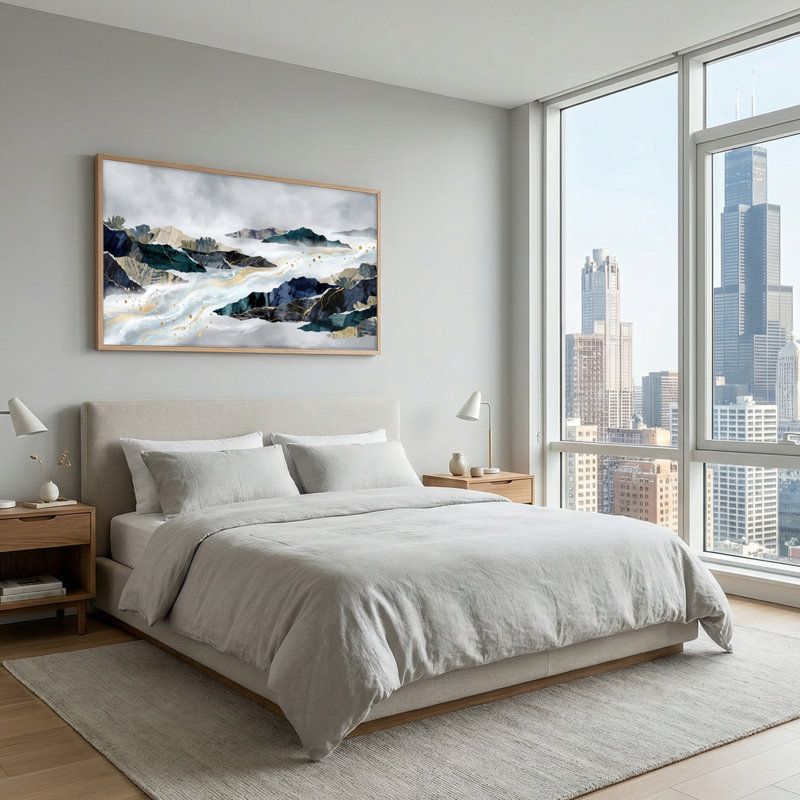«Mountain River», reproduction d'art sur toile, ensemble de 1, 58“W x 28”H, Natural