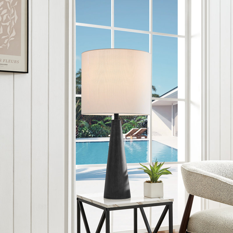 Lampe de table d'extérieur à DEL intégrée à pile 30,75 po Dyre, Noir