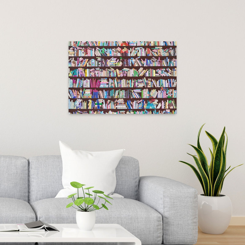 Motifs fantaisistes pour étagères, impression d'art mural d'architecture contemporaine colorée et vibrante, 24" H x 36" W