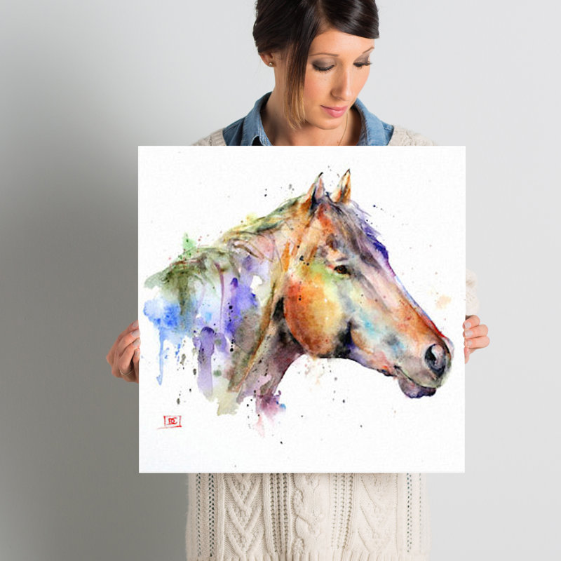 «Horse Abstract», peinture sur toile tendue, H 18 po x l 18 po x P 1,5 po, Pas de tapis, Toile avec cadre noir