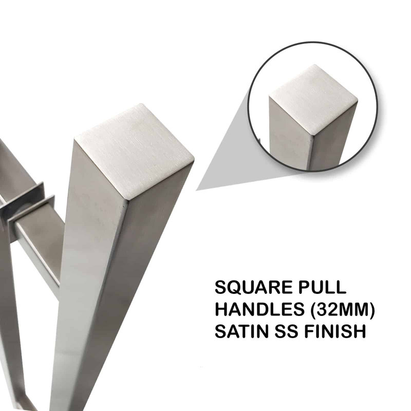 Poignée de porte longue, poignée d'entrée en forme de «H» carrée, acier inoxydable 304, H 18 po x l 3,35 po x P 3,35 po