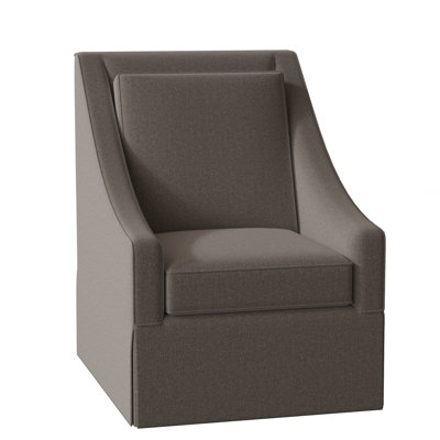 Teagan Upholstered Slipcovered Swivel Armchair by Braxton Culler