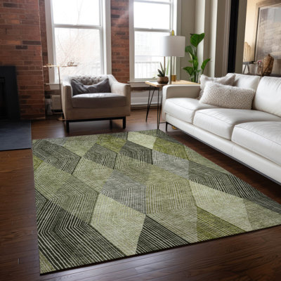 Aquaisha Washable Geometric Indoor / Outdoor Rug