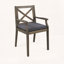 Ensemble de 2 chaises de salle à manger Perla avec structure en bois d'acacia et coussins gris