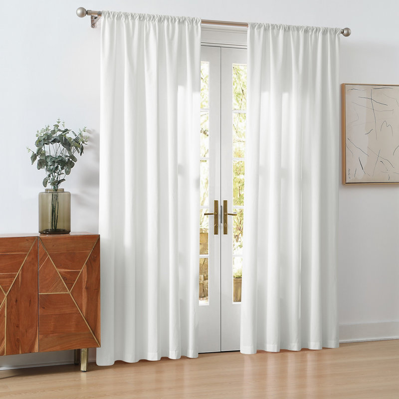 Paire de rideaux en coton Canale, Blanc, L 50 po x L 84 po