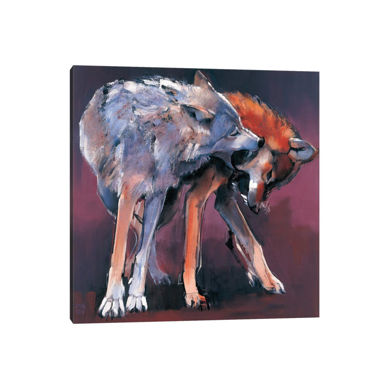 Two Wolves, 2001 by Mark Adlington - Wrapped Canvas Print, 45.72 cm H x 45.72 cm W x 1.91 cm D