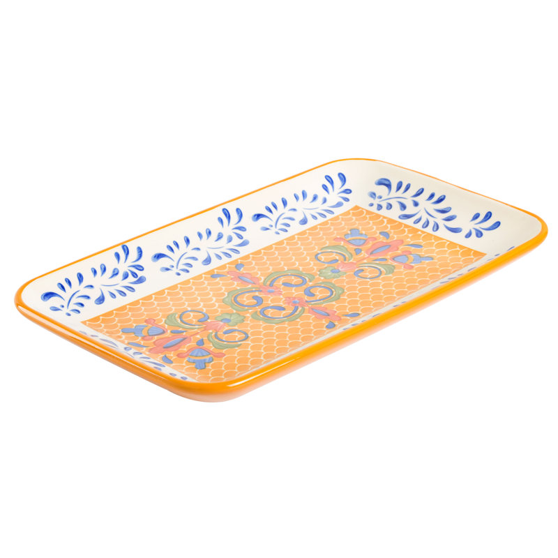 Service de table peint à la main, plateau rectangulaire (14,8 po x 8,5 po), assorti
