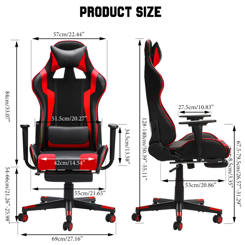 Chaise de jeux vidéo de course et de PC, Rouge / Noir