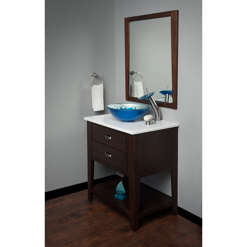Novatto 16.5'' Glass Circular Bathroom Sink with Faucet, Brushed Nickel